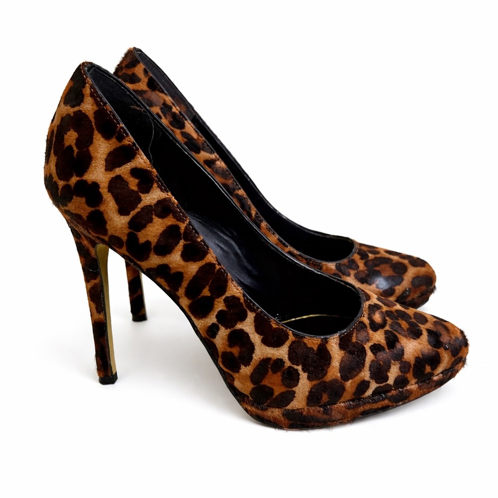 Enzo Angiolini Leopard Print Haircalf Pumps 7 Animal Print Stiletto Heels 4.5”